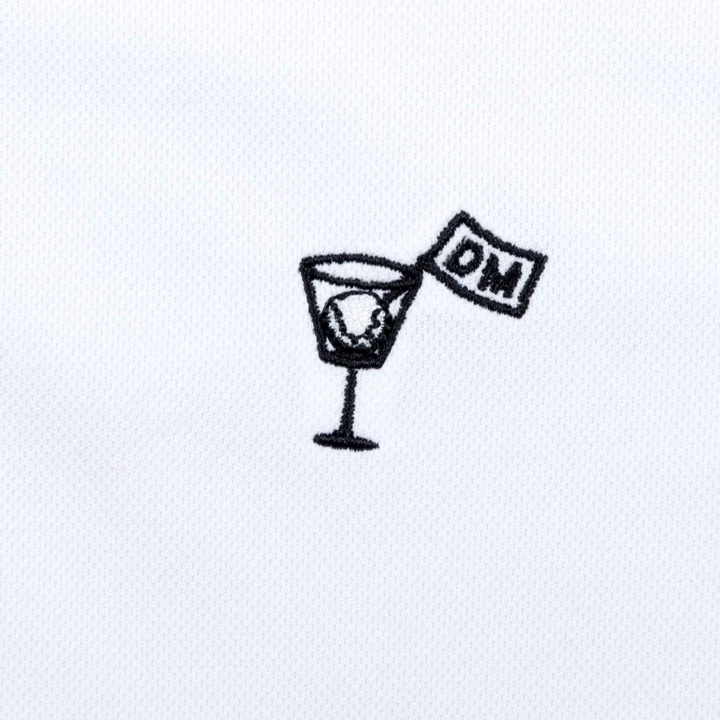 close up of DM martini golf logo